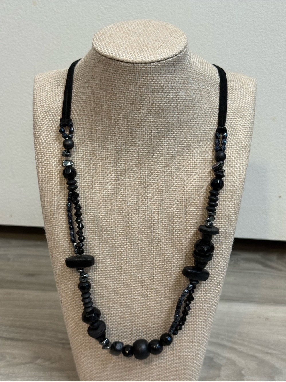 Express Black Mixed Bead Long Necklace